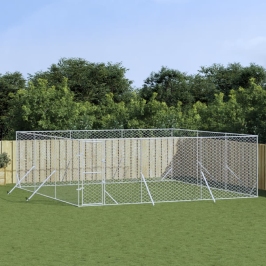 Suņu Voljērs, 6X6X2 M, Cinkots Tērauds, Sudraba Krāsā Vidaxl