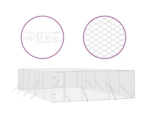 Lauko Voljeras Šunims, Sidabrinis, 6X10X2M, Plienas