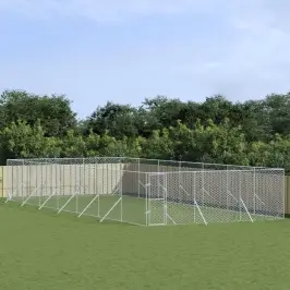 Suņu Voljērs, 6X14X2 M, Cinkots Tērauds, Sudraba Krāsā Vidaxl