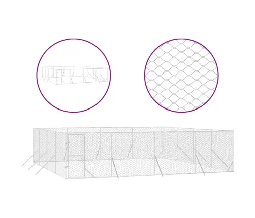 Lauko Voljeras Šunims, Sidabrinis, 8X8X2M, Plienas