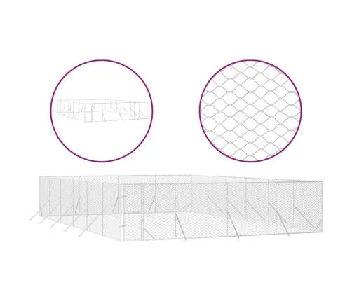 Õue Koeraaedik, Hõbedane, 8X12X2 M, Tsingitud Teras