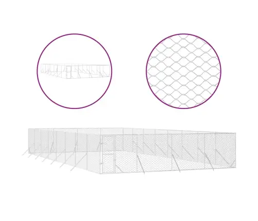 Lauko Voljeras Šunims, Sidabrinis, 8X16X2M, Plienas