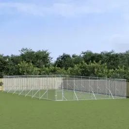 Suņu Voljērs, 8X16X2 M, Cinkots Tērauds, Sudraba Krāsā Vidaxl