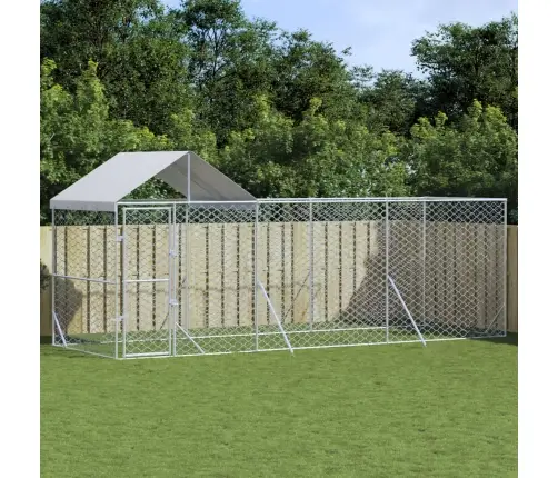 Katusega Koeraaedik, Hõbedane, 6X2X2,5 M, Tsingitud Teras