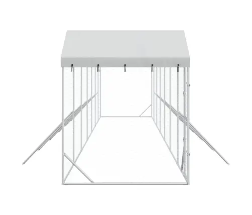 Lauko Voljeras Šunims Su Stogu, Sidabrinis, 14X2X2,5M, Plienas