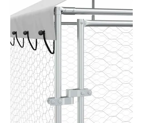 Lauko Voljeras Šunims Su Stogu, Sidabrinis, 14X2X2,5M, Plienas