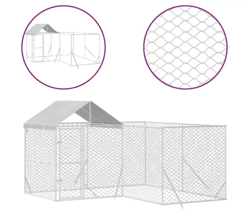 Lauko Voljeras Šunims Su Stogu, Sidabrinis, 4X4X2,5M, Plienas