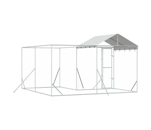 Lauko Voljeras Šunims Su Stogu, Sidabrinis, 4X4X2,5M, Plienas