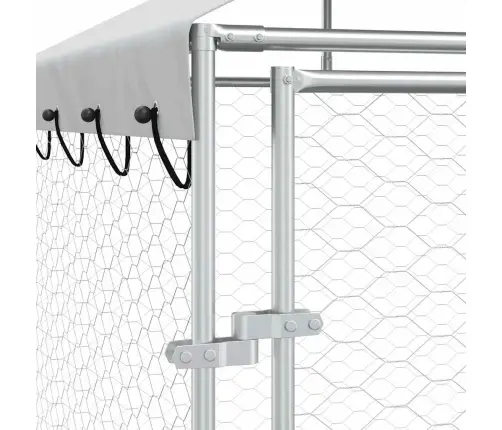 Lauko Voljeras Šunims Su Stogu, Sidabrinis, 4X4X2,5M, Plienas