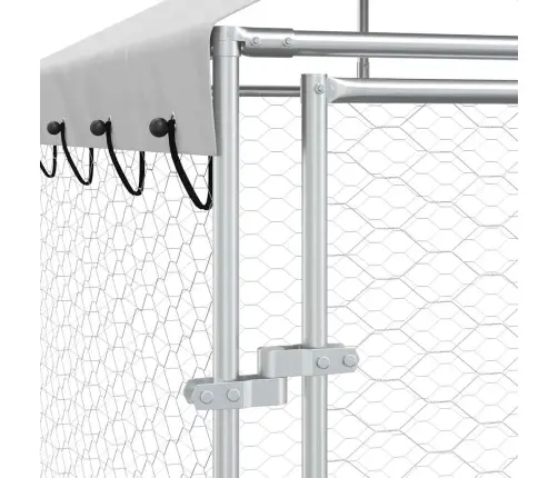 Suņu Voljērs Ar Jumtu, 10X8X2,5M, Cinkots Tērauds,Sudraba Krāsā Vidaxl