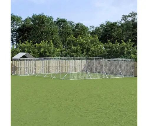 Suņu Voljērs Ar Jumtu, 10X8X2,5M, Cinkots Tērauds,Sudraba Krāsā Vidaxl