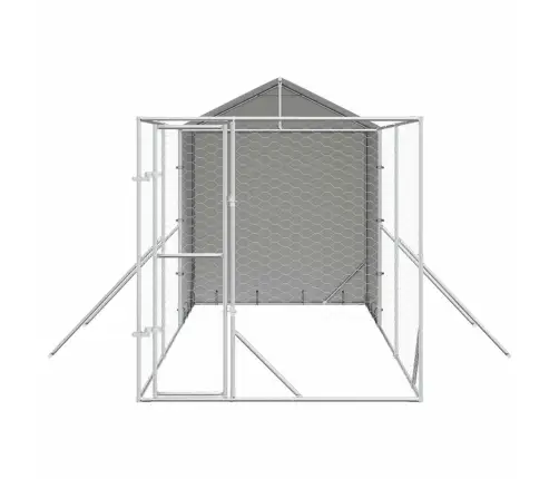 Katusega Koeraaedik, Hõbedane, 2X6X2,5 M, Tsingitud Teras