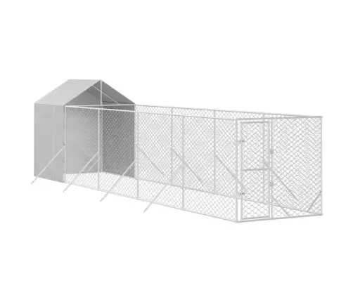 Suņu Voljērs Ar Jumtu, 2X10X2,5M, Cinkots Tērauds,Sudraba Krāsā Vidaxl