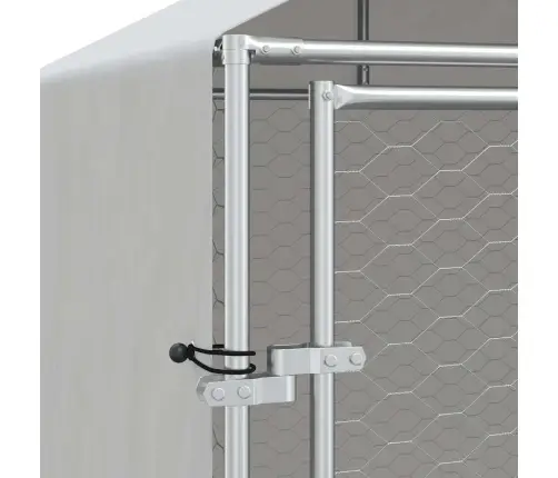 Suņu Voljērs Ar Jumtu, 2X10X2,5M, Cinkots Tērauds,Sudraba Krāsā Vidaxl