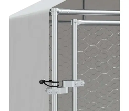 Suņu Voljērs Ar Jumtu, 2X14X2,5M, Cinkots Tērauds,Sudraba Krāsā Vidaxl