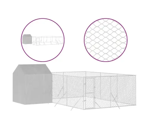 Katusega Koeraaedik, Hõbedane, 6X6X2,5 M, Tsingitud Teras