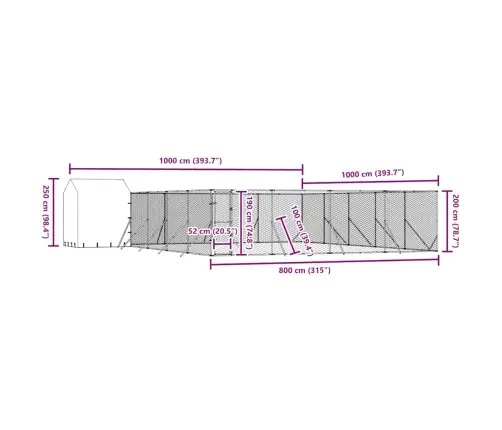 Lauko Voljeras Šunims Su Stogu, Sidabrinis, 10X10X2,5M, Plienas
