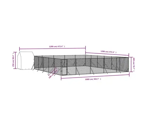 Katusega Koeraaedik, Hõbedane, 12X12X2,5 M, Tsingitud Teras
