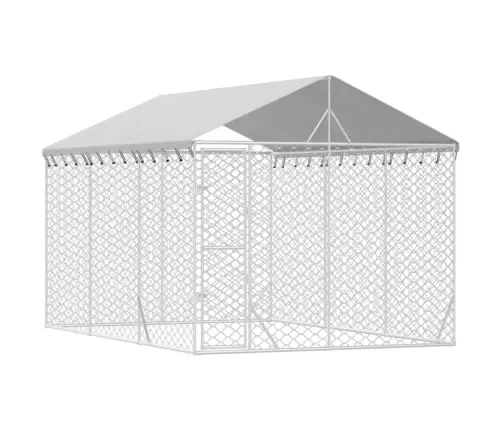 Katusega Koeraaedik, Hõbedane, 3X4,5X2,5 M, Tsingitud Teras
