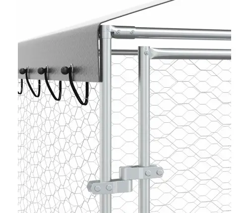 Lauko Voljeras Šunims Su Stogu, Sidabrinis, 3X4,5X2,5M, Plienas