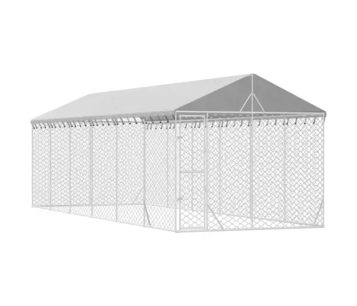 Katusega Koeraaedik, Hõbedane, 3X9X2,5 M, Tsingitud Teras