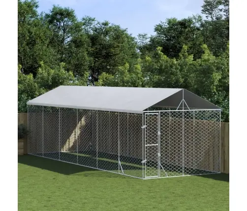 Katusega Koeraaedik, Hõbedane, 3X9X2,5 M, Tsingitud Teras