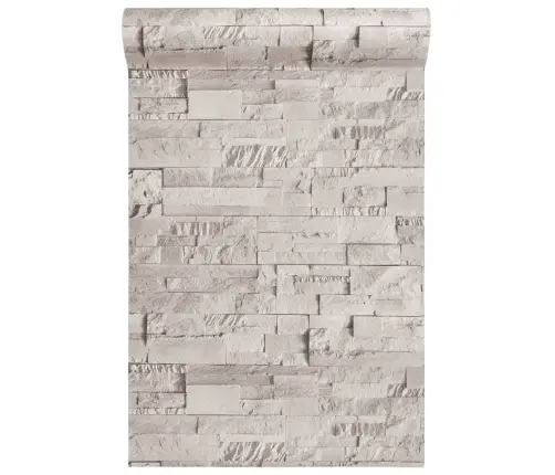 Tapete, 3D Akmens Dizains, Krēmkrāsas, 10X0,53 M, Neausta Vidaxl