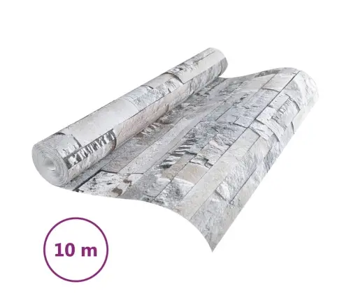 Tapete, 3D Akmens Dizains, Pelēka Un Brūna, 10X0,53 M, Neausta Vidaxl