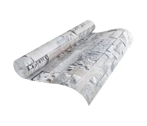 Tapete, 3D Akmens Dizains, Pelēka Un Brūna, 10X0,53 M, Neausta Vidaxl