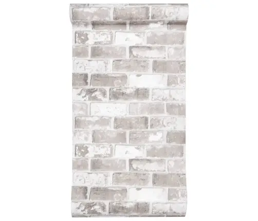Tapete, 3D Ķieģeļu Dizains, Pelēka, 10X0,53 M, Neausta Vidaxl