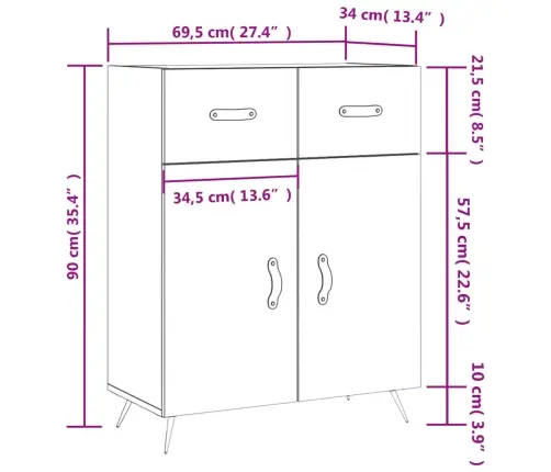Kumode, Ozolkoka Krāsa, 69,5X34X90 Cm, Inženierijas Koks Vidaxl Kumode, Ozolkoka Krāsa, 69,5X34X90 Cm, Inženierijas Koks Vidaxl