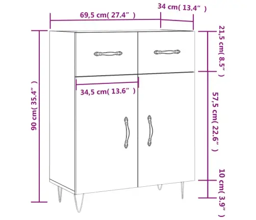 Šoninė Spintelė, Balta, 69,5X34X90cm Apdirbta Mediena, Blizgi Šoninė Spintelė, Balta, 69,5X34X90cm Apdirbta Mediena, Blizgi