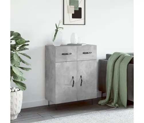 Kumode, Betona Pelēka, 69,5X34X90 Cm, Inženierijas Koks Vidaxl