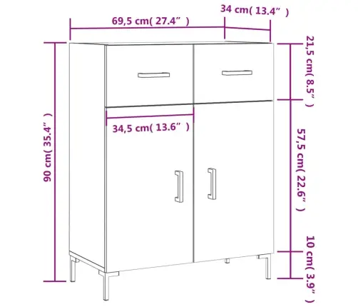 Kumode, Ozolkoka Krāsa, 69,5X34X90 Cm, Inženierijas Koks Vidaxl