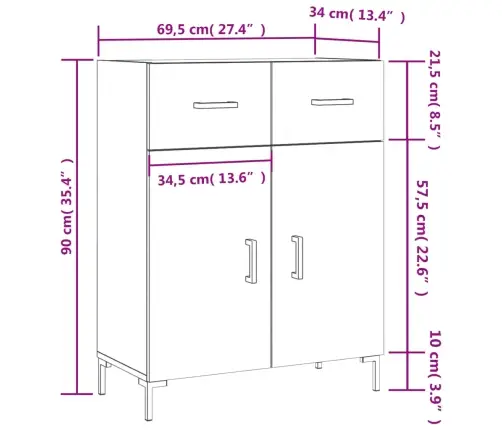 Kumode, Betona Pelēka, 69,5X34X90 Cm, Inženierijas Koks Vidaxl Kumode, Betona Pelēka, 69,5X34X90 Cm, Inženierijas Koks Vidaxl