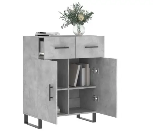 Kumode, Betona Pelēka, 69,5X34X90 Cm, Inženierijas Koks Vidaxl