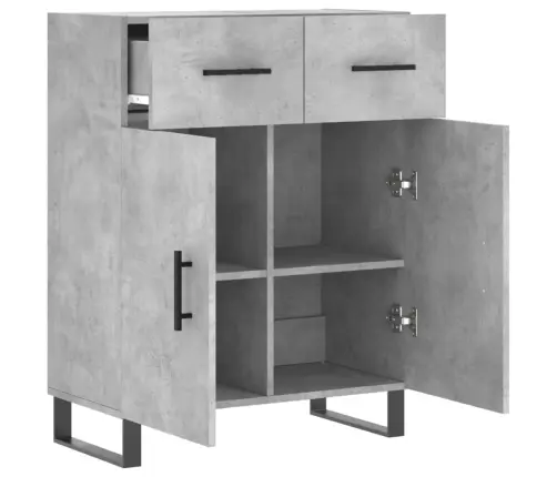 Kumode, Betona Pelēka, 69,5X34X90 Cm, Inženierijas Koks Vidaxl