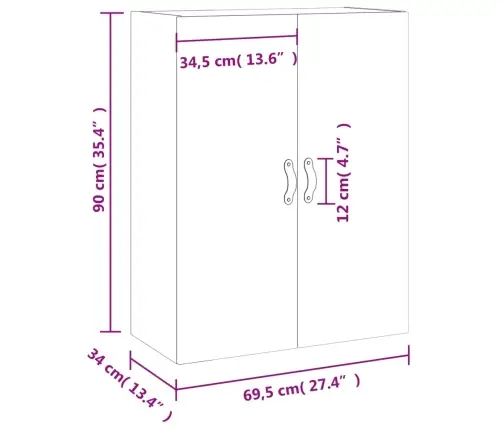 Prie Sienos Montuojama Spintelė, Sonoma Ąžuolo, 69,5X34X90Cm