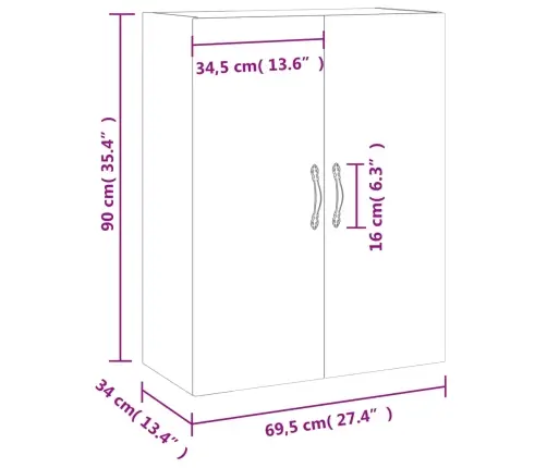 Sienas Skapītis, 69,5X34X90 Cm, Ozolkoka Krāsa Vidaxl