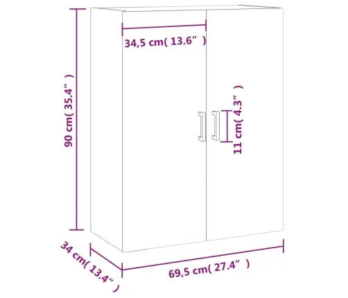 Sienas Skapītis, Betona Pelēks, 69,5X34X90 Cm Vidaxl