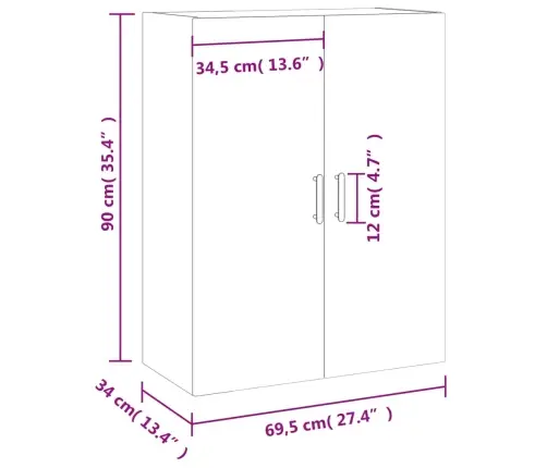 Sienas Skapītis, 69,5X34X90 Cm, Ozolkoka Krāsa Vidaxl