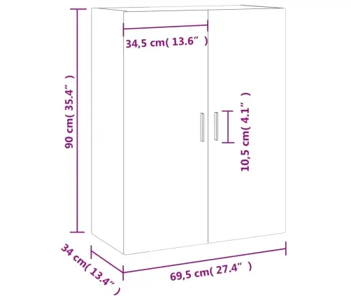 Prie Sienos Montuojama Spintelė, Betono Pilka, 69,5X34X90Cm