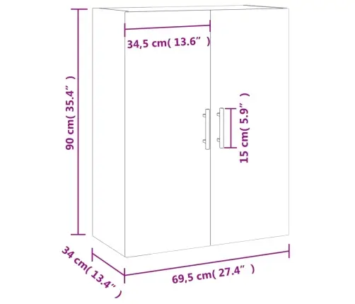 Sienas Skapītis, Balts, 69,5X34X90 Cm Vidaxl