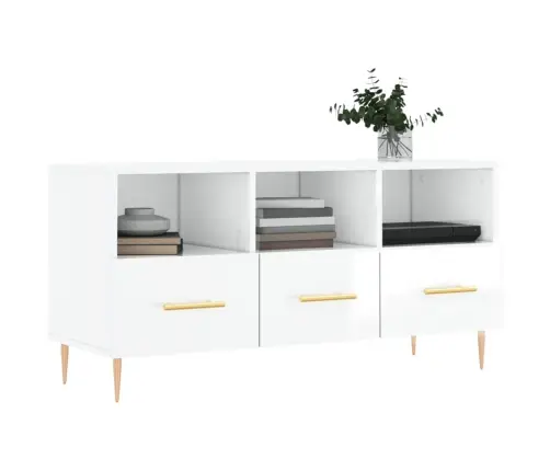 Televizoriaus Spintelė, Balta, 102X36X50cm Mediena, Blizgi Televizoriaus Spintelė, Balta, 102X36X50cm Mediena, Blizgi