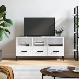 Tv Skapītis, Spīdīgi Balts, 102X36X50 Cm, Inženierijas Koks Vidaxl