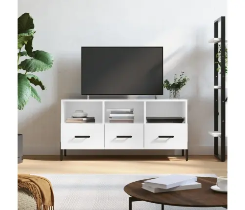 Telerikapp, Kõrgläikega Valge, 102 X 36 X 50 cm Tehispuit