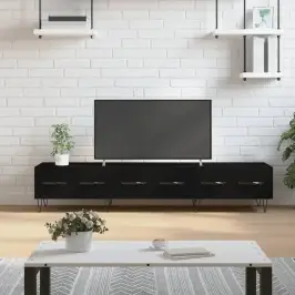 Televizoriaus Spintelė, Juoda, 150X36X30cm Apdirbta Mediena