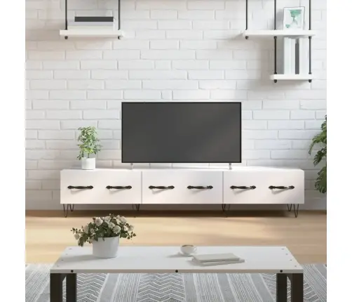 Tv Skapītis, Spīdīgi Balts, 150X36X30 Cm, Inženierijas Koks Vidaxl