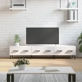 Televizoriaus Spintelė, Balta, 150X36X30cm Mediena, Blizgi