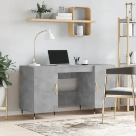 Rašomasis Stalas, Betono Pilkas, 140X50X75cm Apdirbta Mediena